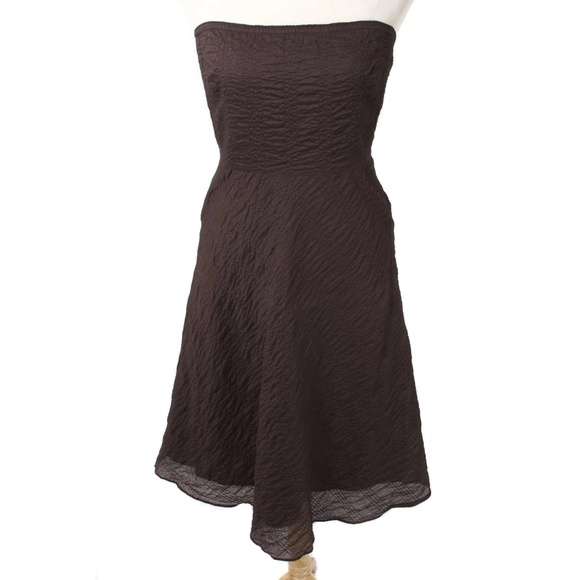 🍍J. CREW Brown Textured Fit & Flare Strapless Summer Dress - Picture 2 of 7